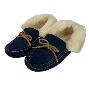 Staheekum Moccasin Slippers Women's 8 Navy Blue Fuzzy Lined Comfy House Shoes